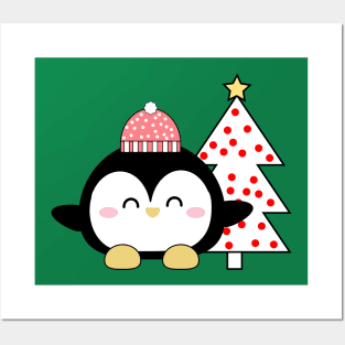 Christmas Kawaii Penguin Posters and Art